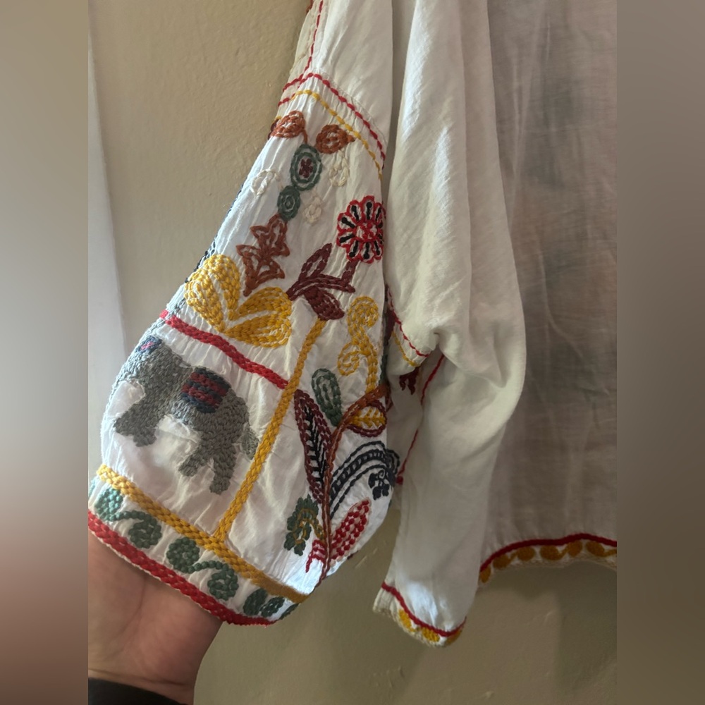 Zara Embroidered White Boho Top - Picture 8 of 10